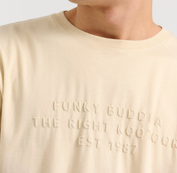 T-shirt Funky Buddha με embossed τύπωμα στο στήθος Cream