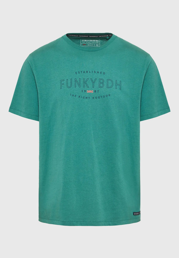 T-SHIRT FUNKY BUDDHA ΜΕ ΤΥΠΩΜΑ ΣΤΟ ΣΤΗΘΟΣ ΠΡΑΣΙΝΟ