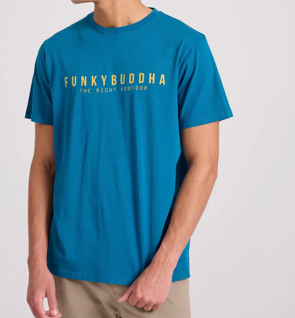 T-SHIRT FUNKY BUDDHA ΜΕ ΤΥΠΩΜΑ DEEP TEAL