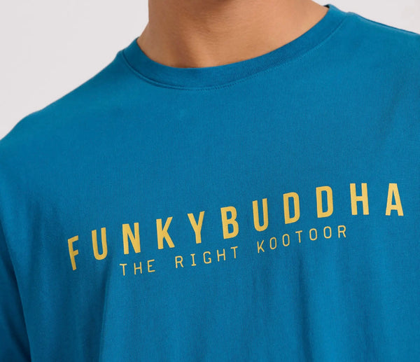 T-SHIRT FUNKY BUDDHA ΜΕ ΤΥΠΩΜΑ DEEP TEAL