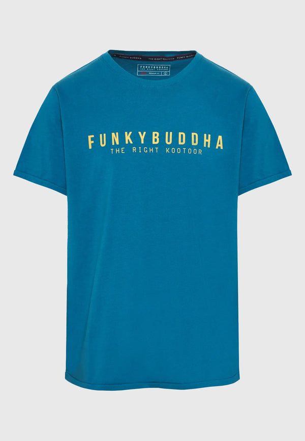 T-SHIRT FUNKY BUDDHA ΜΕ ΤΥΠΩΜΑ DEEP TEAL