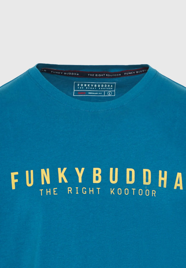 T-SHIRT FUNKY BUDDHA ΜΕ ΤΥΠΩΜΑ DEEP TEAL