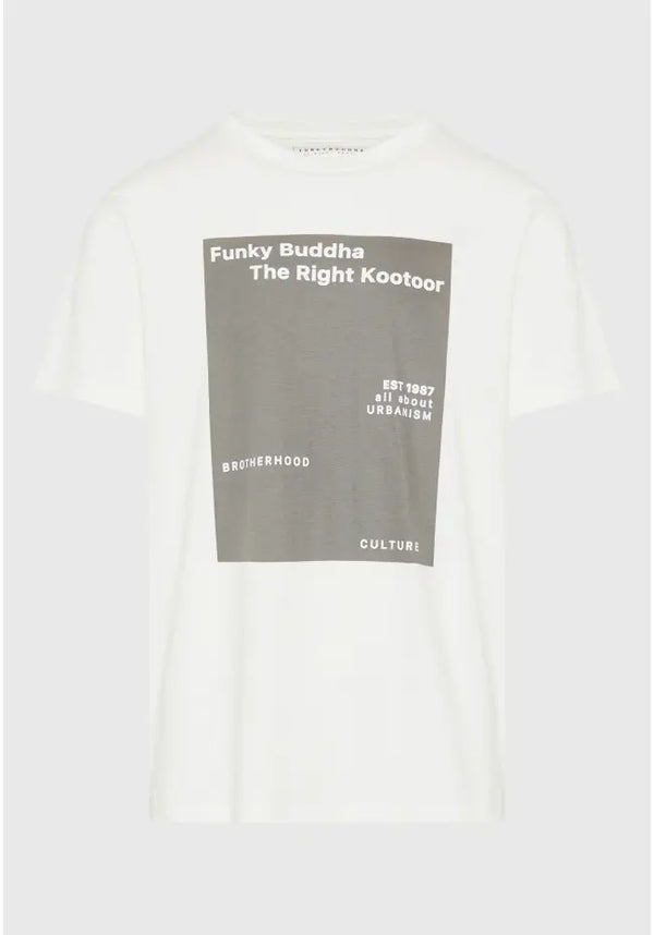 T-SHIRT FUNKY BUDDHA ΜΕ MINIMAL BRANDED ΤΥΠΩΜΑ OFF WHITE