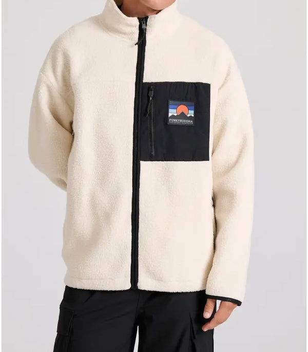 ΖΑΚΕΤΑ FLEECE OVERSIZED FUNKY BUDDHA OFF WHITE