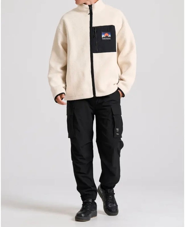 ΖΑΚΕΤΑ FLEECE OVERSIZED FUNKY BUDDHA OFF WHITE