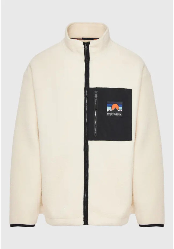 ΖΑΚΕΤΑ FLEECE OVERSIZED FUNKY BUDDHA OFF WHITE