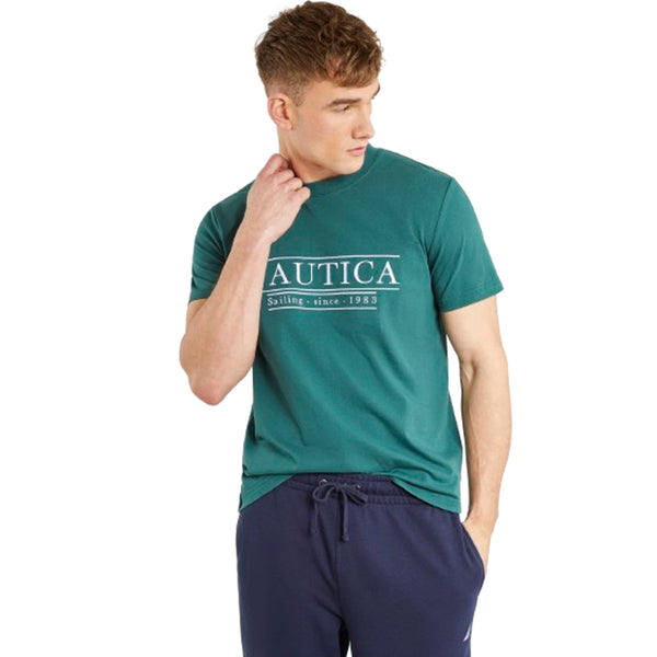 T-SHIRT NAUTICA ΜΕ ΚΕΝΤΗΜΕΝΟ ΛΟΓΟΤΥΠΟ ΠΡΑΣΙΝΗ