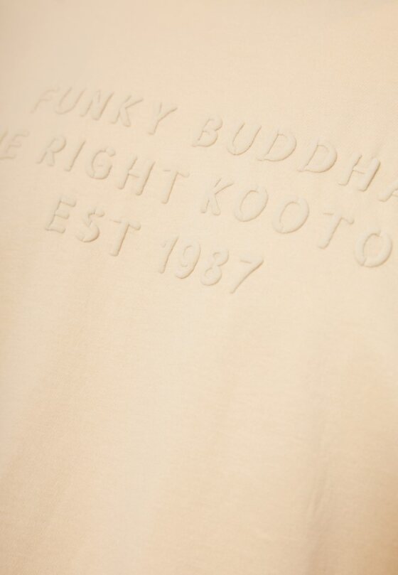 T-shirt Funky Buddha με embossed τύπωμα στο στήθος Cream